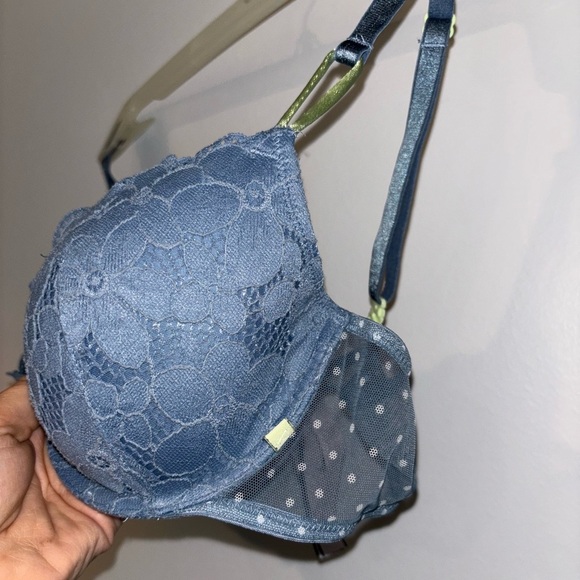 Victoria's Secret Demi polkadot Lace Bra in Blue 36B - Picture 2 of 9